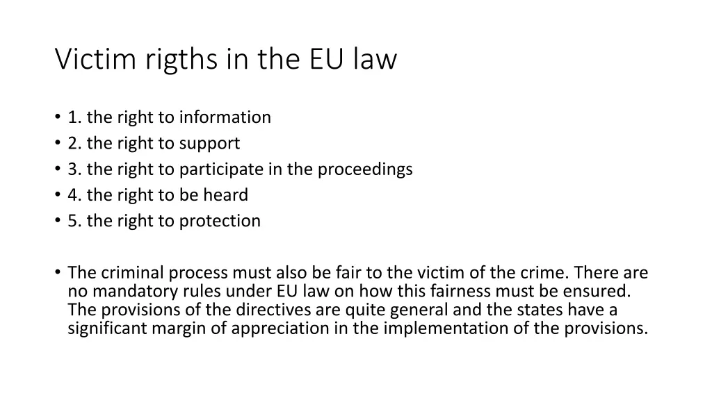 victim rigths in the eu law