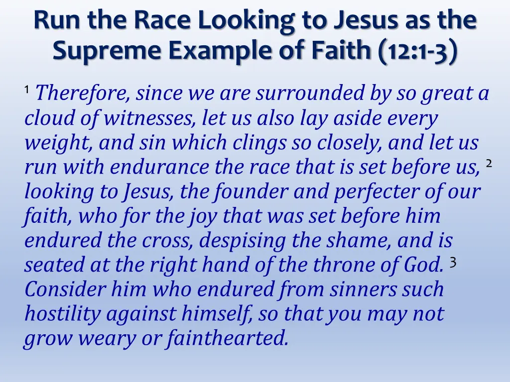 run the race looking to jesus as the supreme
