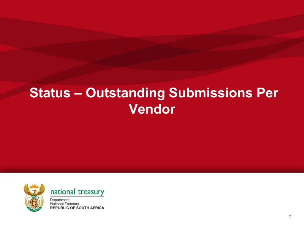 status outstanding submissions per vendor
