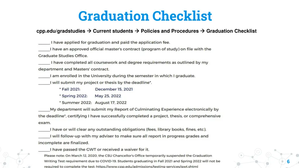 graduation checklist