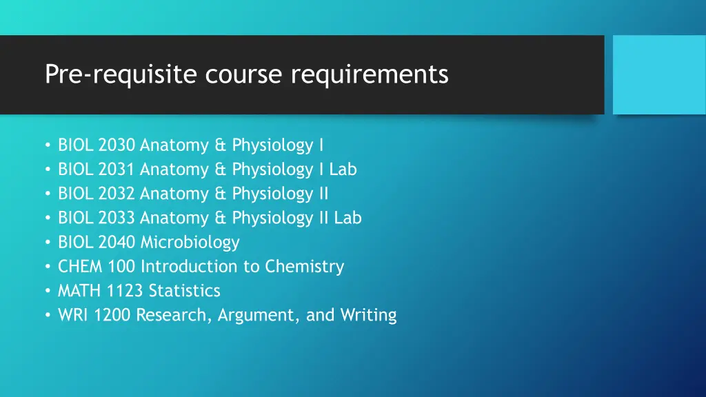 pre requisite course requirements