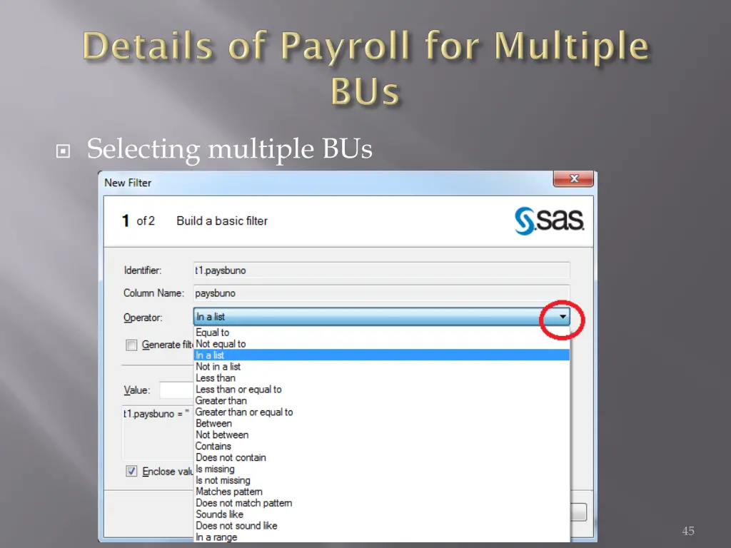 selecting multiple bus