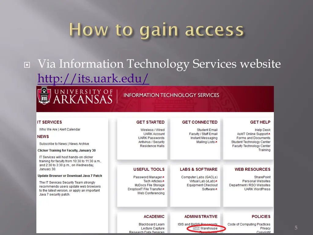 via information technology services website http