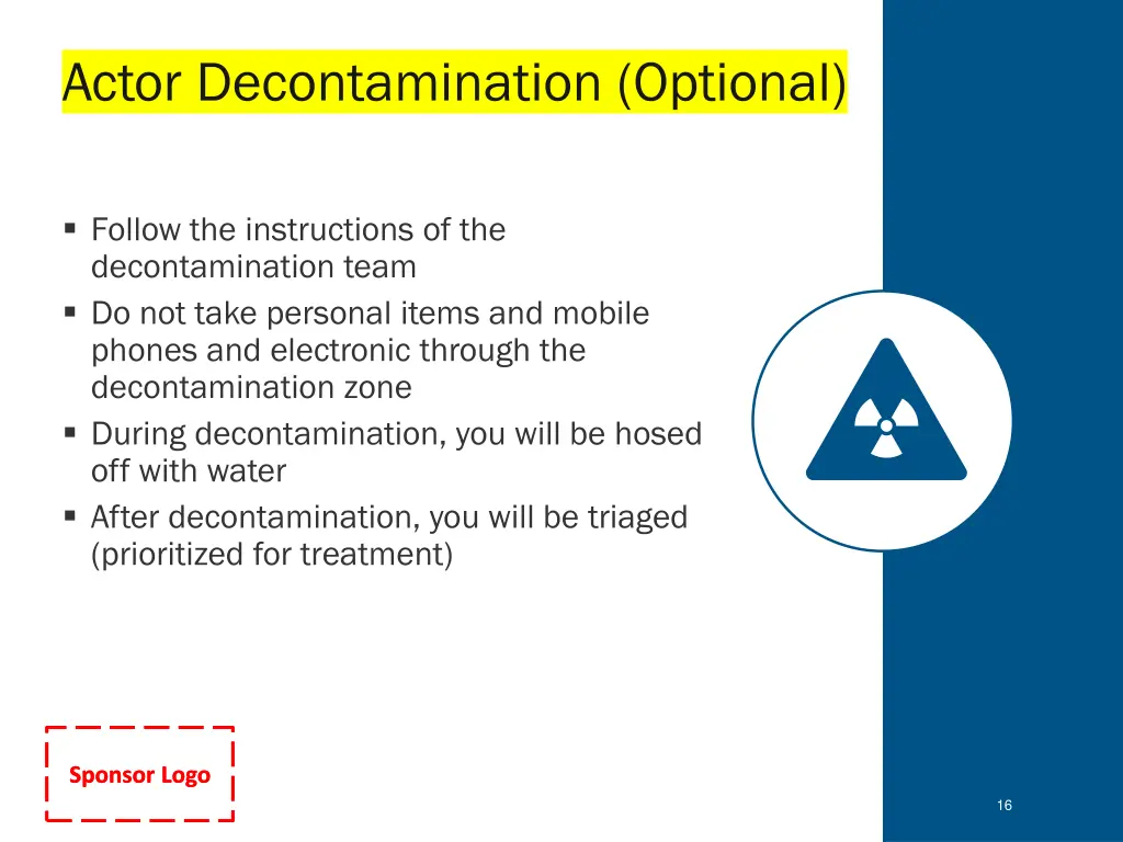 actor decontamination optional