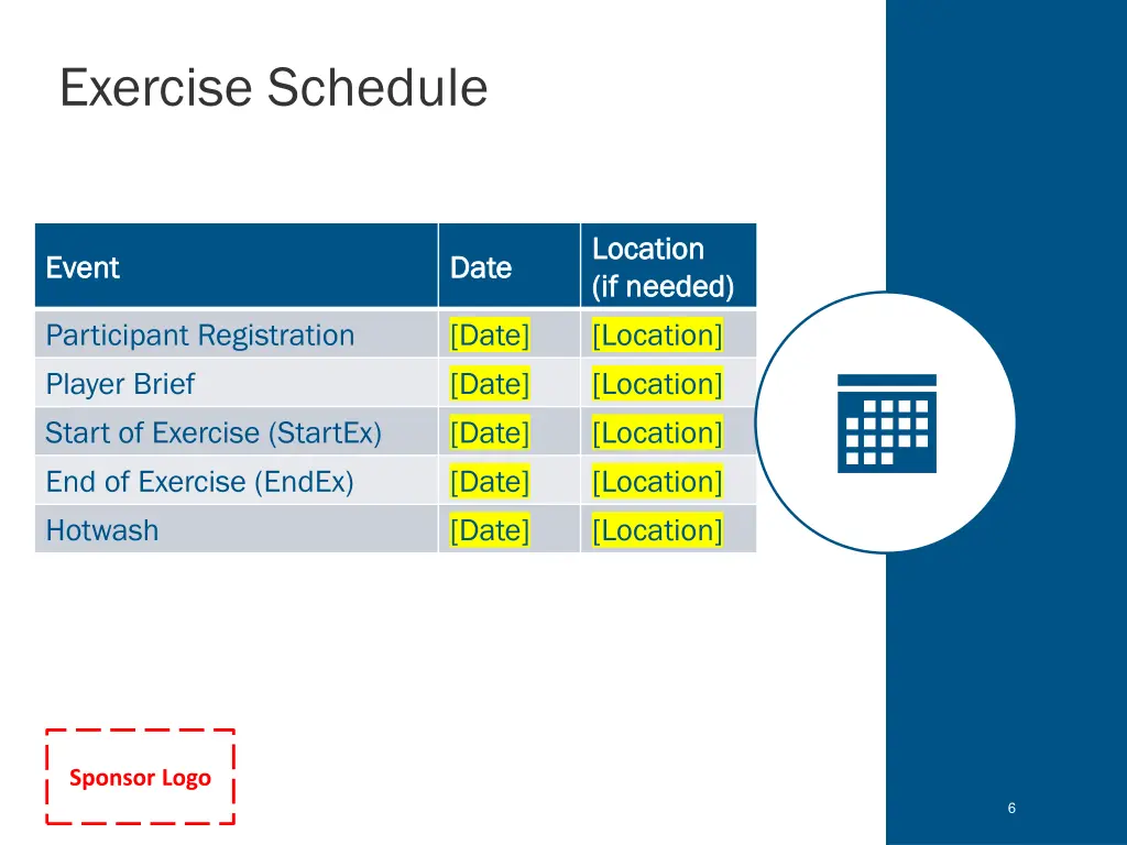 exercise schedule
