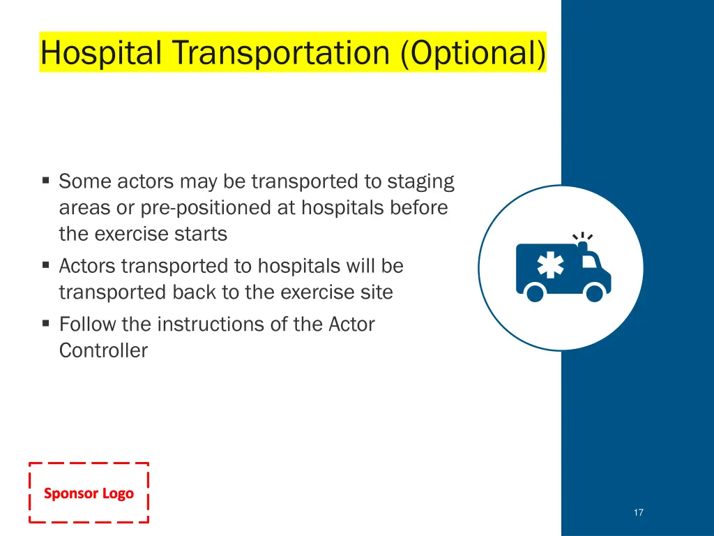 hospital transportation optional