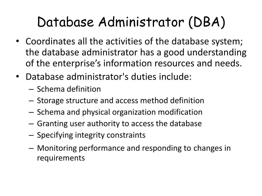 database administrator dba