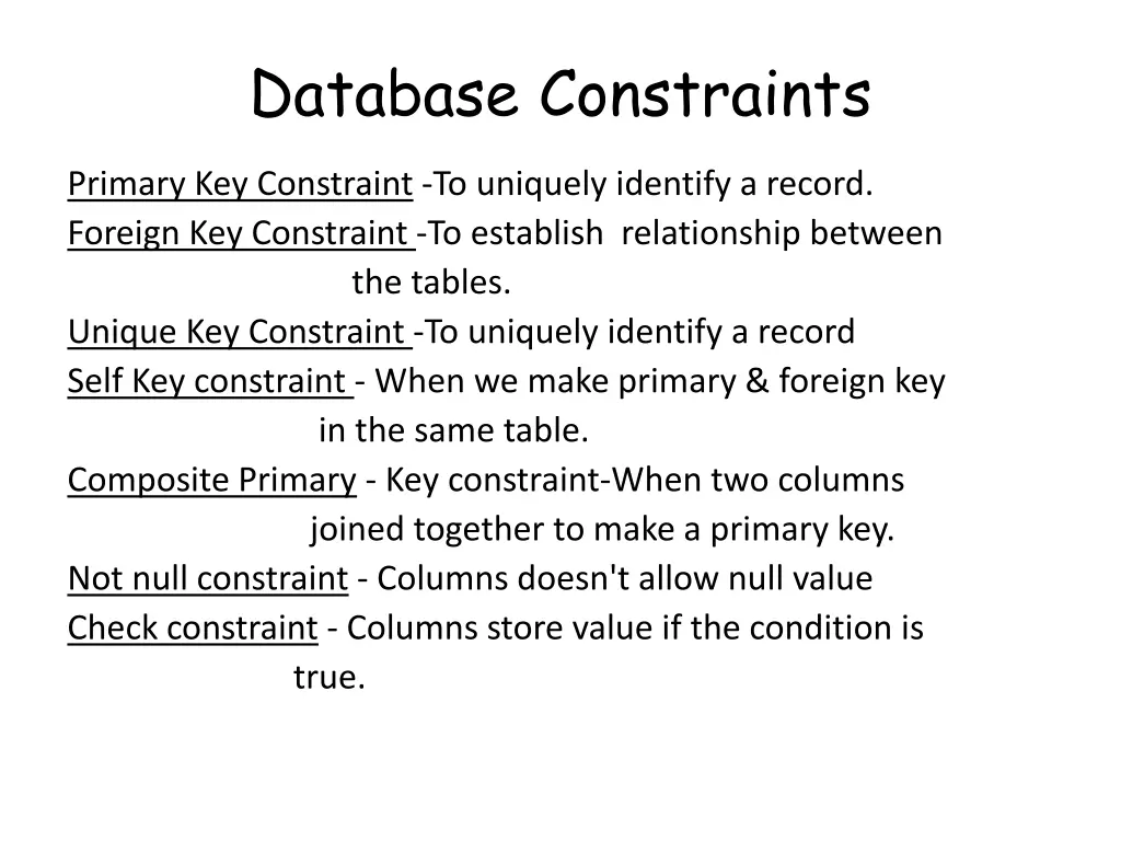 database constraints