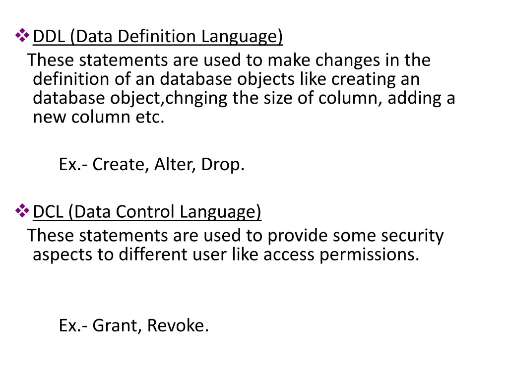 ddl data definition language these statements