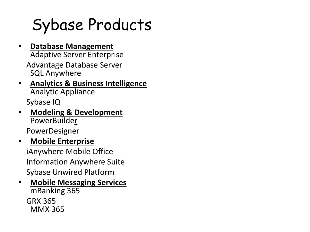 sybase products