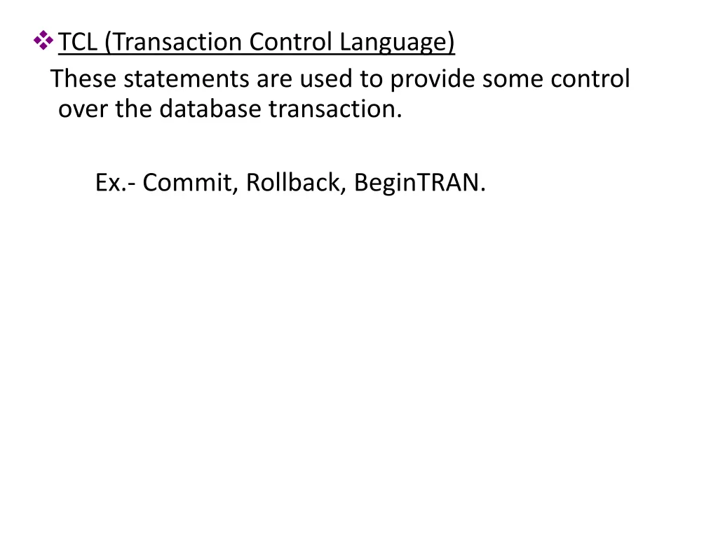tcl transaction control language these statements