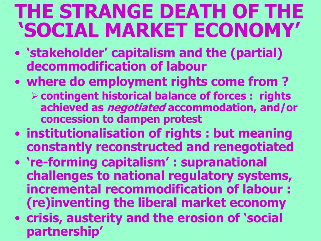 the strange death of the social market economy