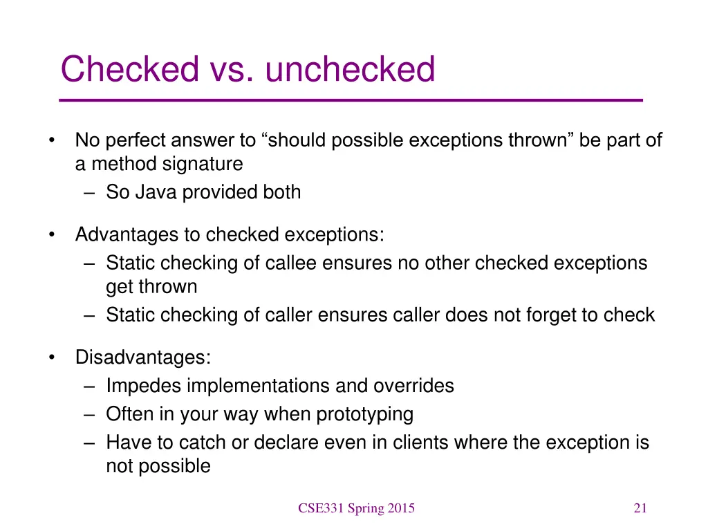 checked vs unchecked