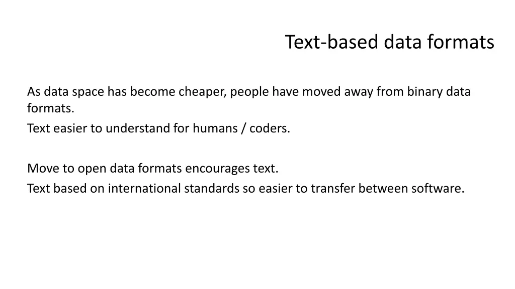text based data formats