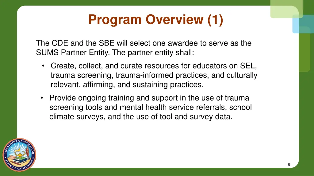 program overview 1