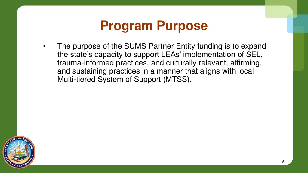 program purpose