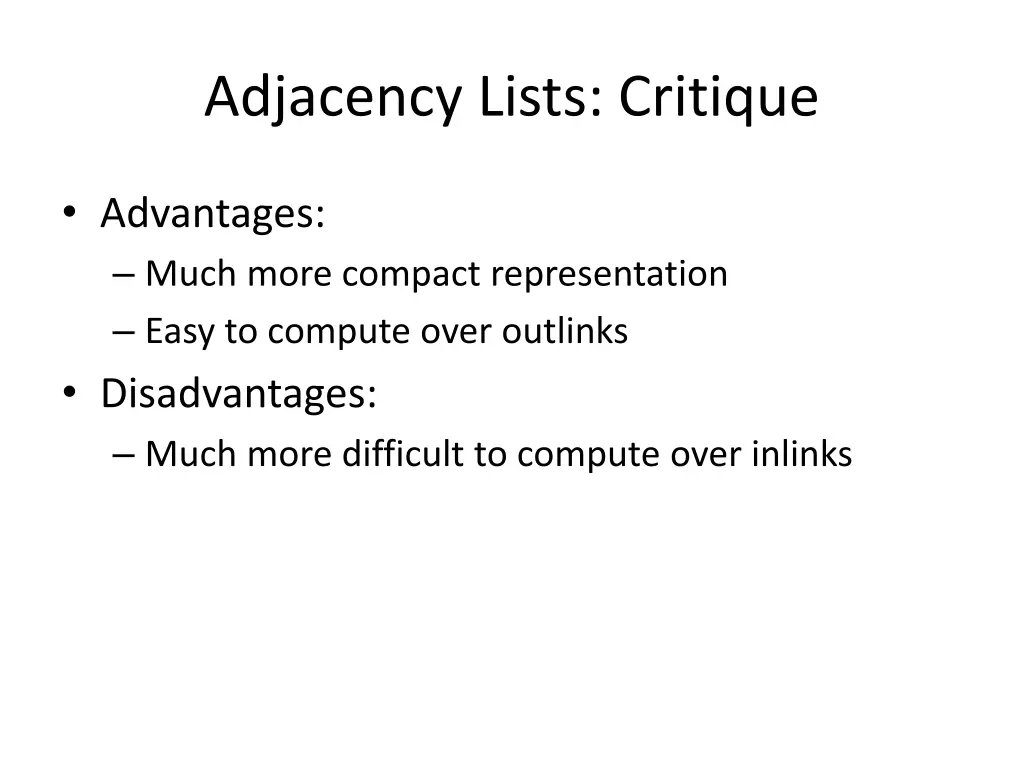 adjacency lists critique