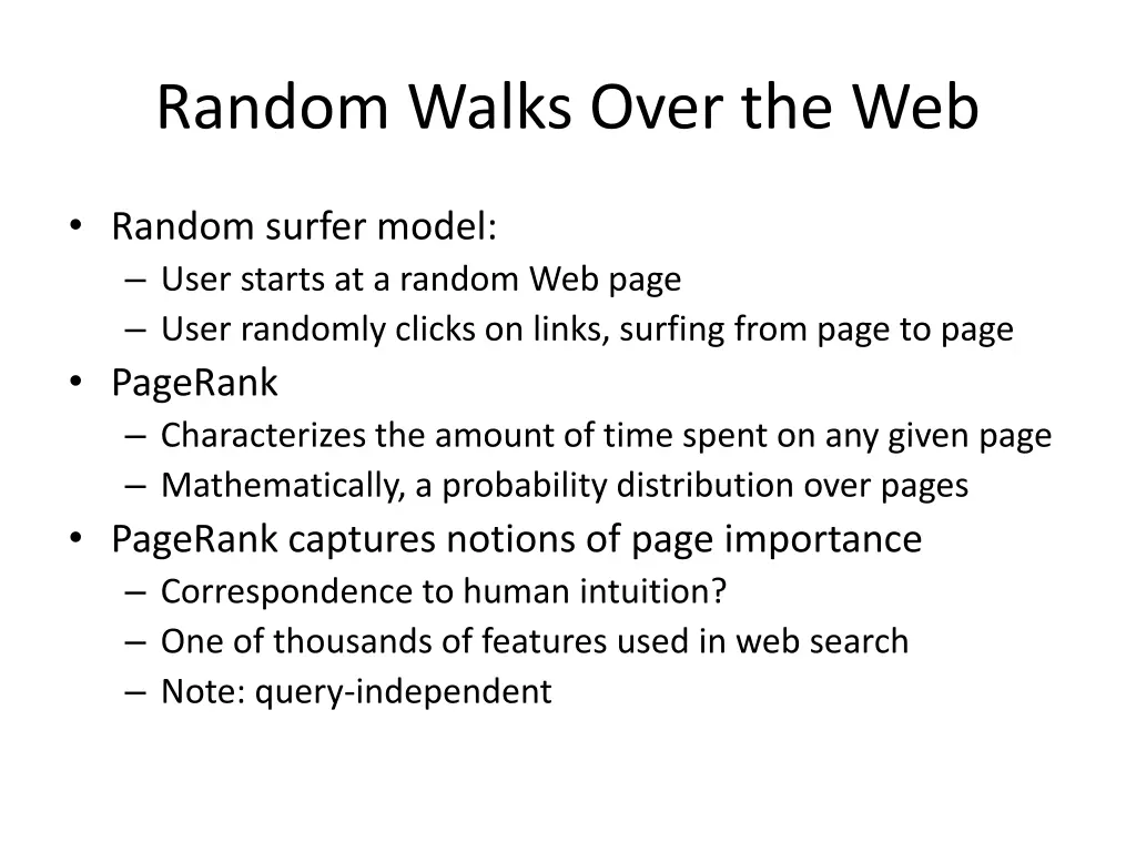 random walks over the web