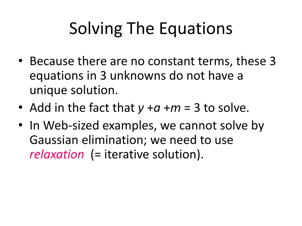 solving the equations