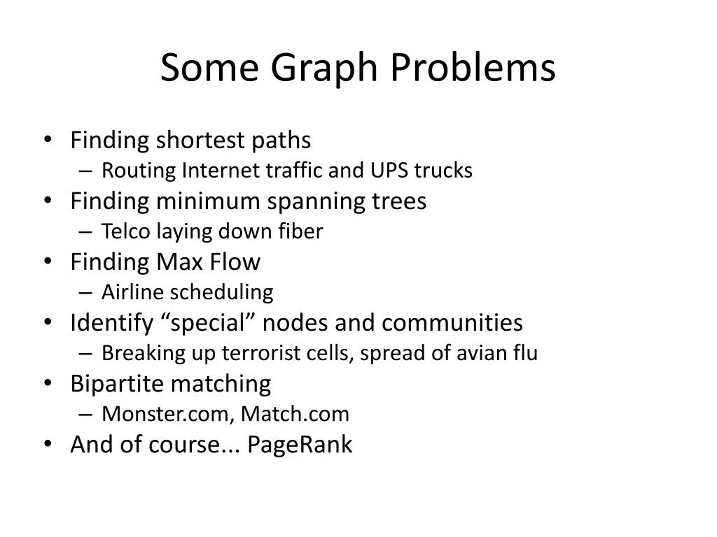 some graph problems