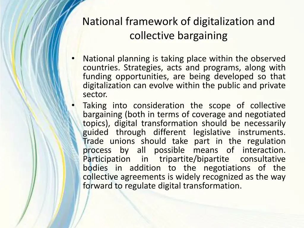 national framework of digitalization