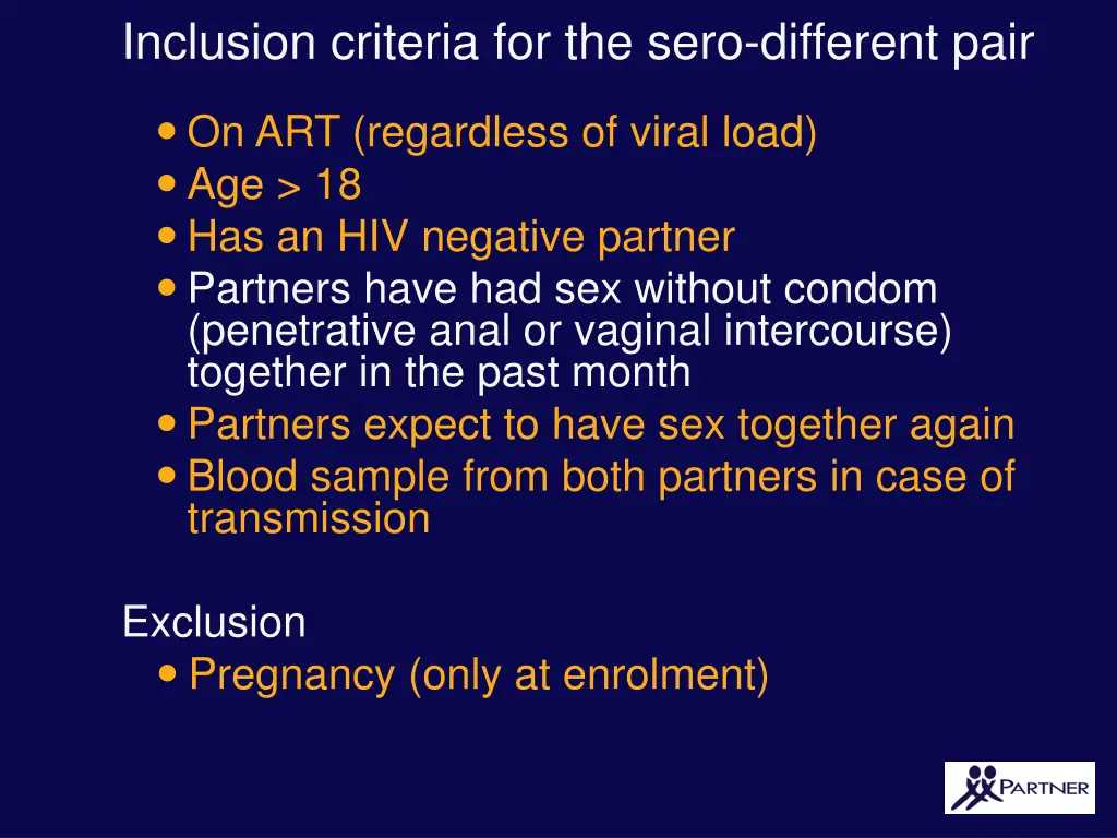 inclusion criteria for the sero different pair