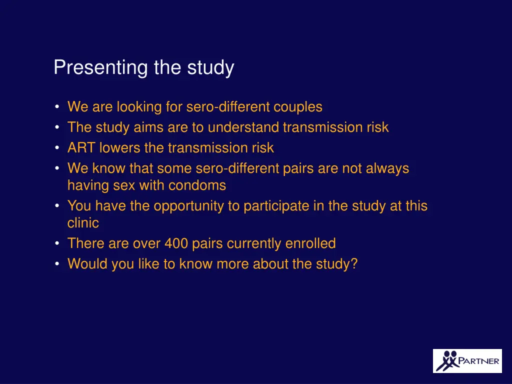 presenting the study