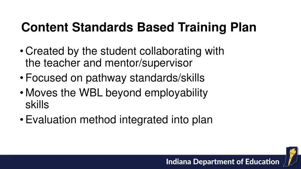 content standards based training plan