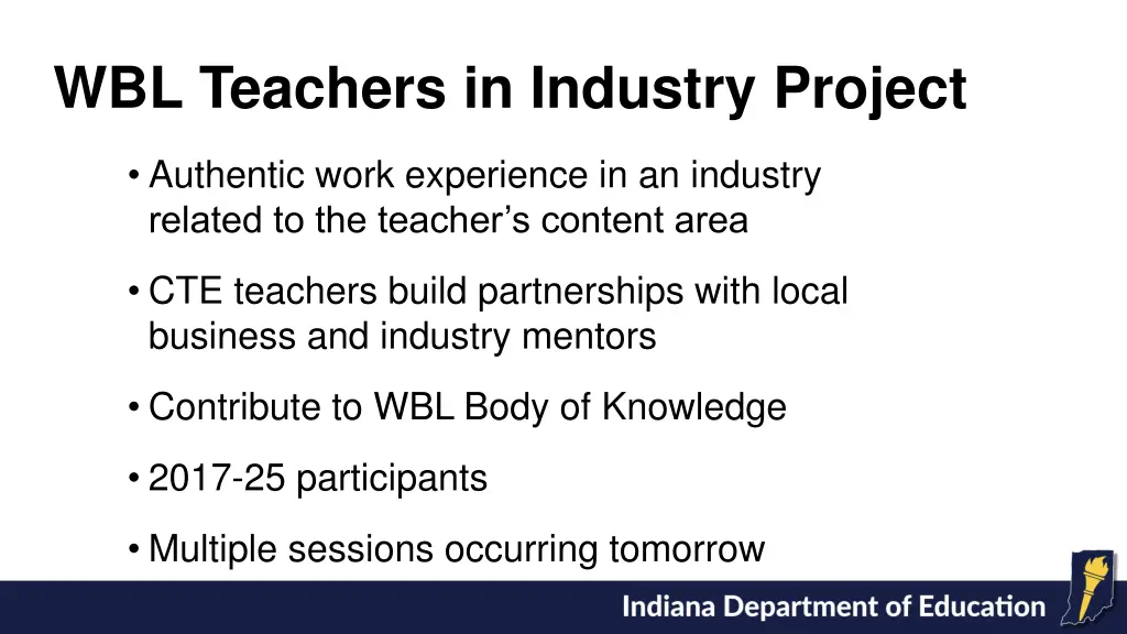 wbl teachers in industry project
