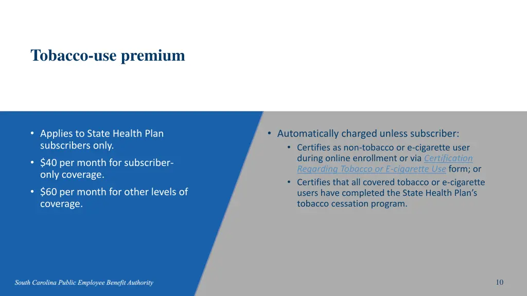 tobacco use premium