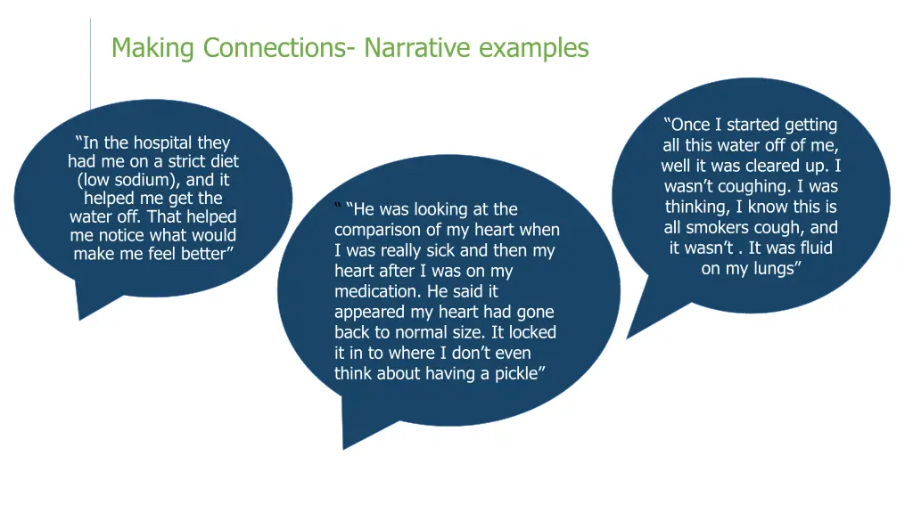 making connections narrative examples