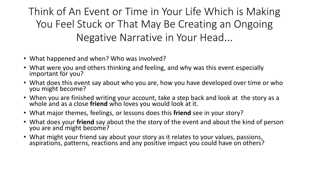 think of an event or time in your life which