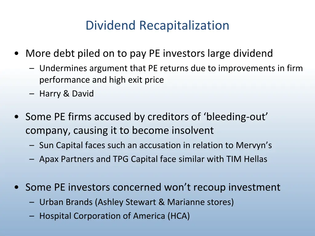 dividend recapitalization