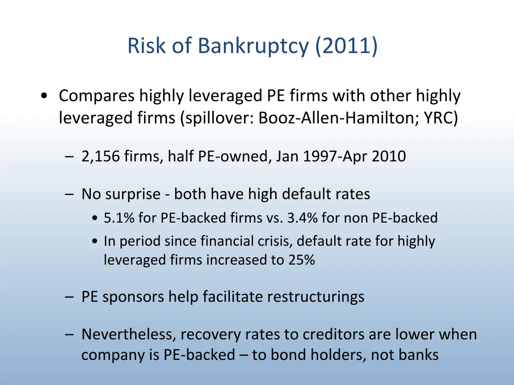 risk of bankruptcy 2011