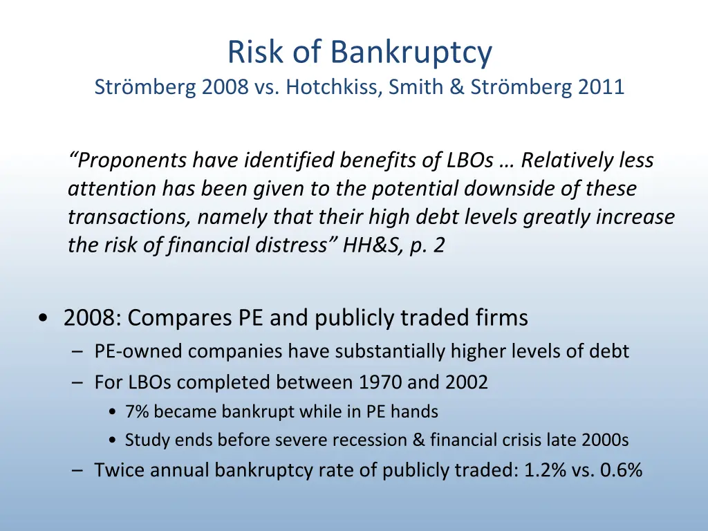 risk of bankruptcy str mberg 2008 vs hotchkiss