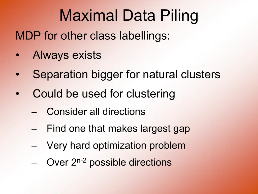 maximal data piling mdp for other class