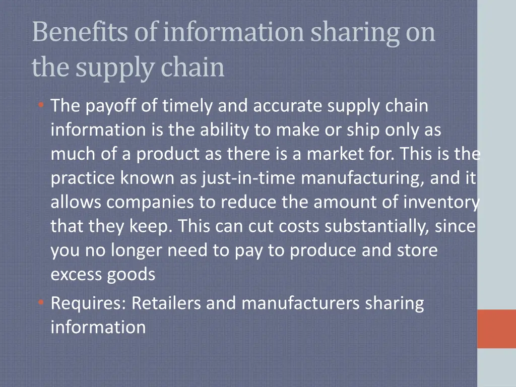 benefits of information sharing on the supply