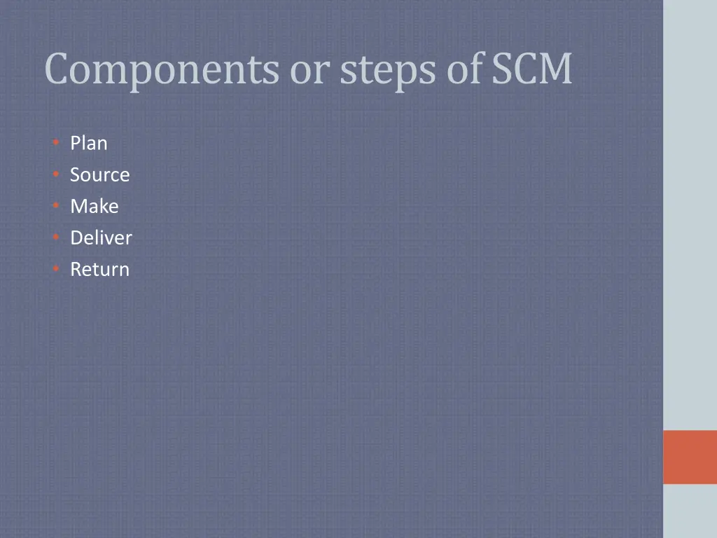 components or steps of scm