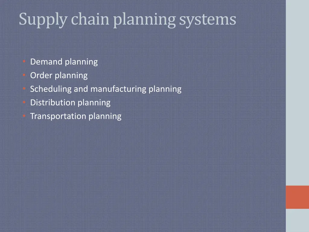 supply chain planning systems
