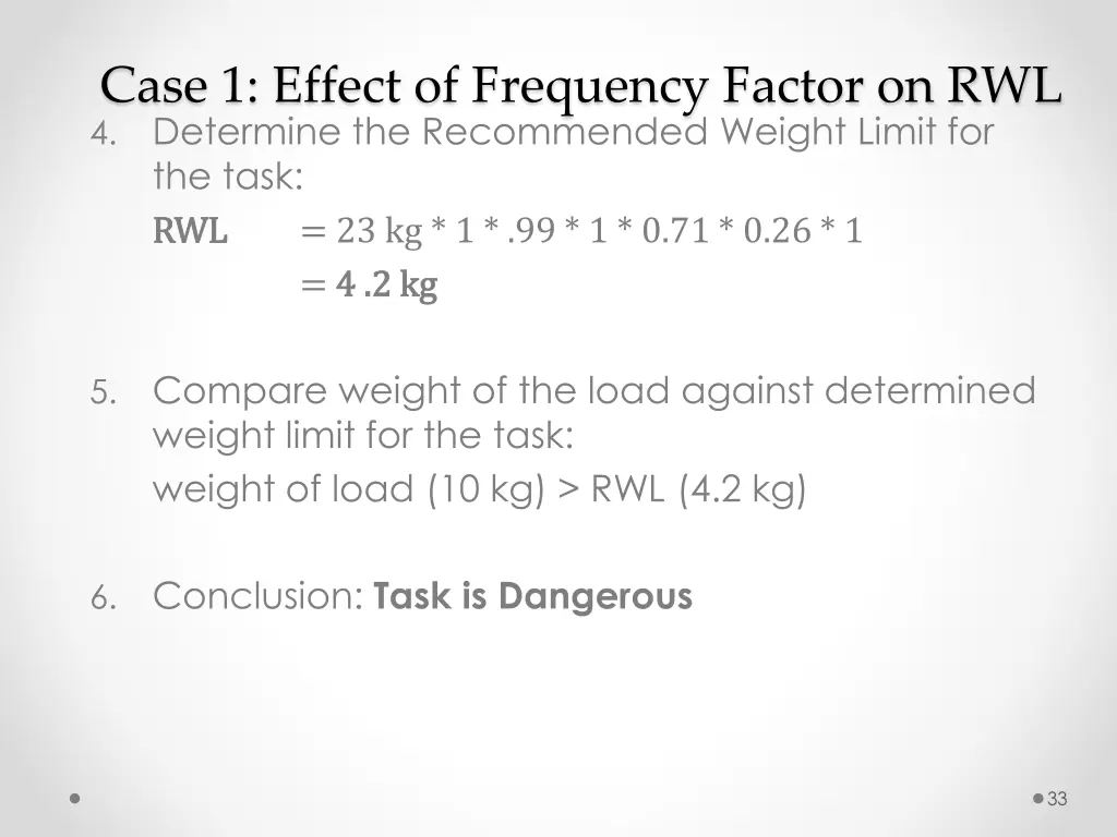 case 1 effect of frequency factor