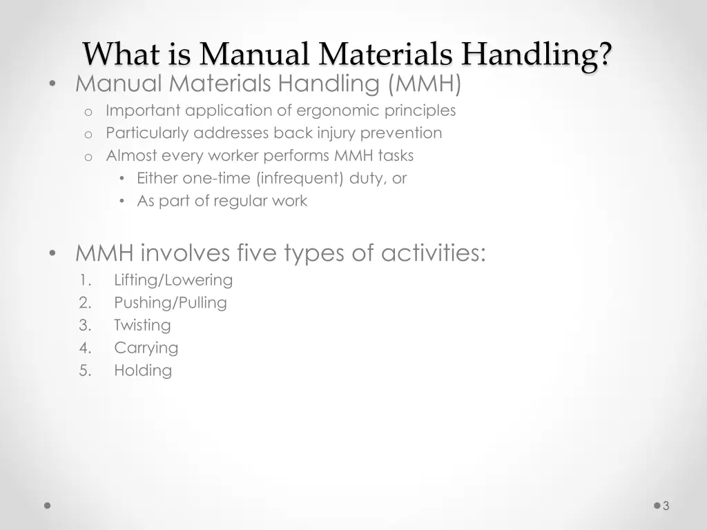 what is manual materials handling manual