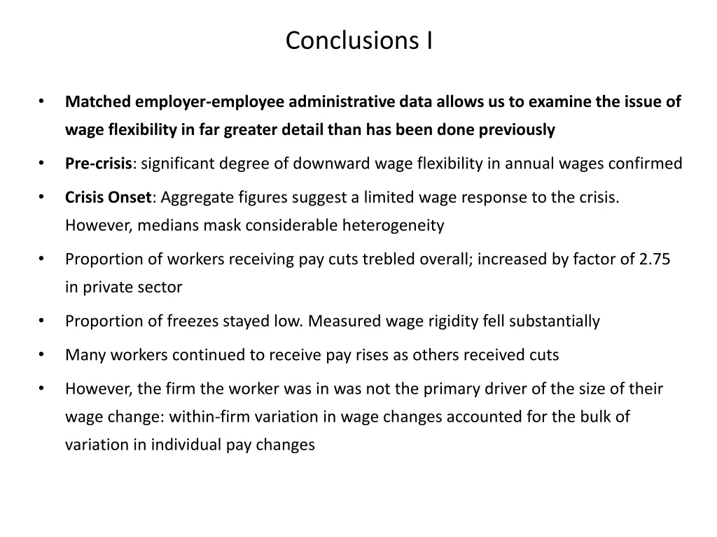 conclusions i