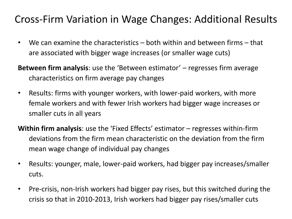 cross firm variation in wage changes additional