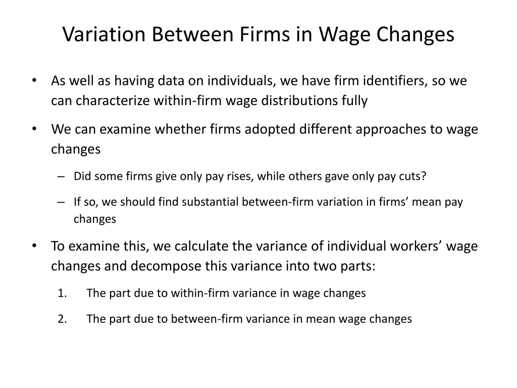 variation between firms in wage changes