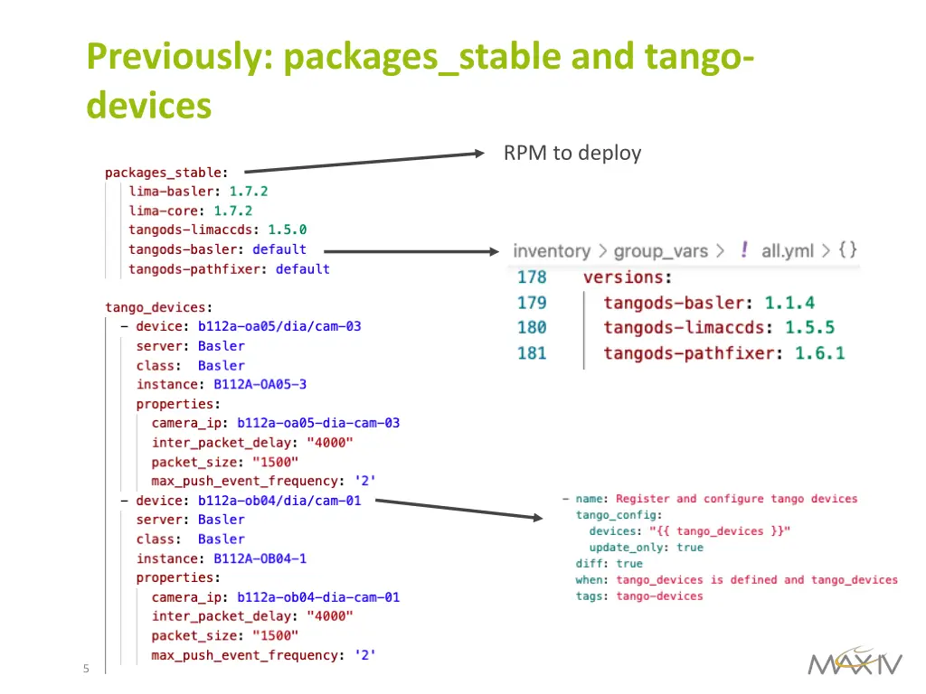 previously packages stable and tango devices