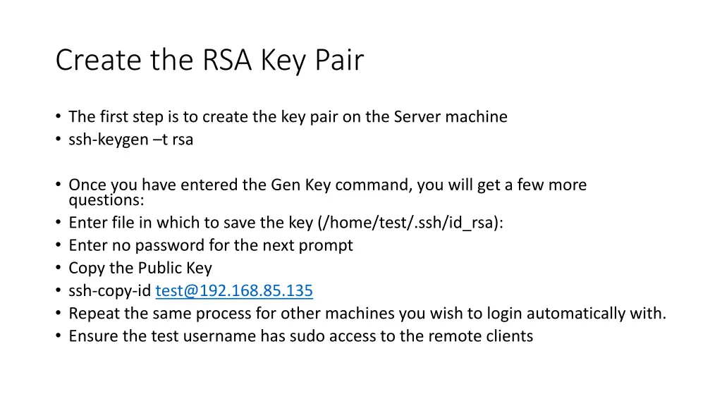 create the rsa key pair