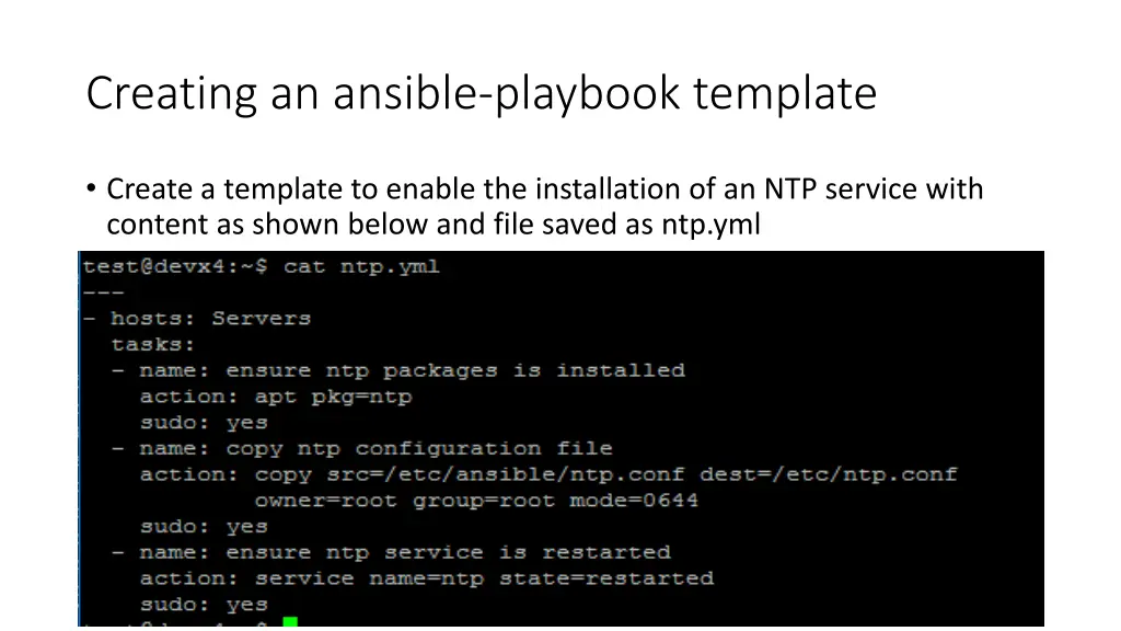 creating an ansible playbook template
