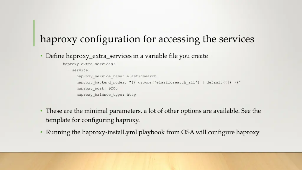 haproxy configuration for accessing the services