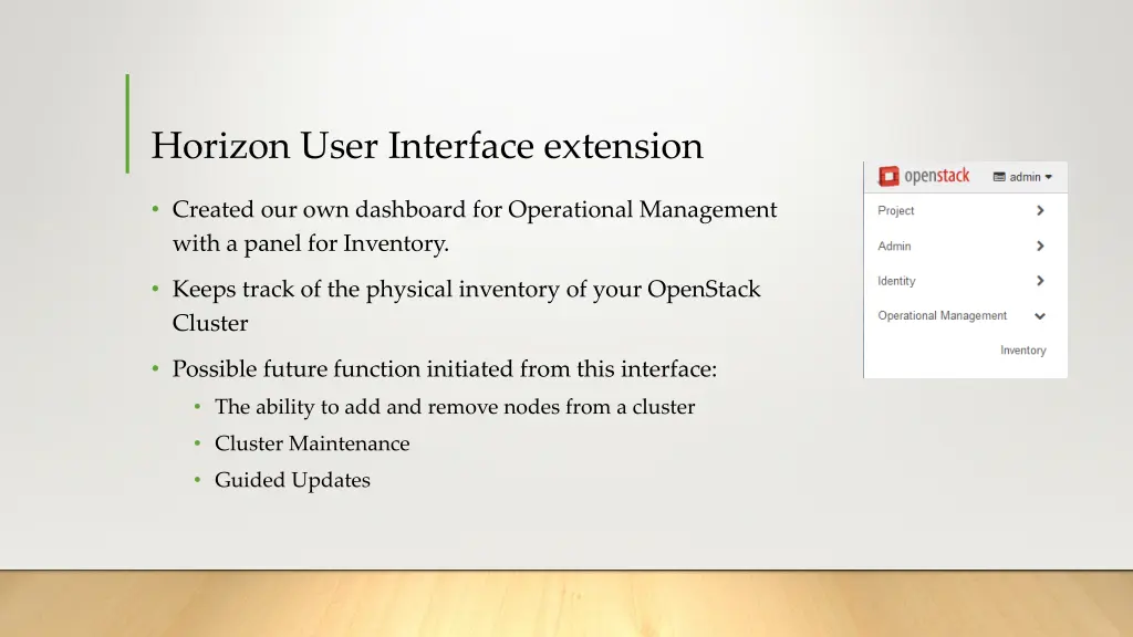 horizon user interface extension