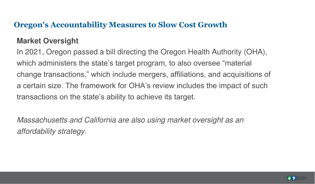 oregon s accountability measures to slow cost